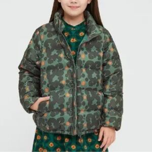 Marimekko Uniqlo Green and Orange Kids Puffer Jacket down nwt 13